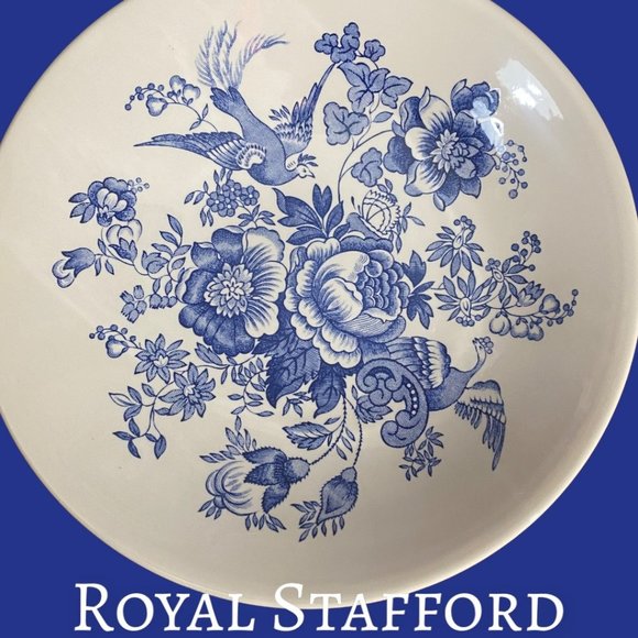 13.5" Pasta Serving Bowl Asiatic Pheasant Dark Blue by Royal Stafford - Picture 3 of 8
